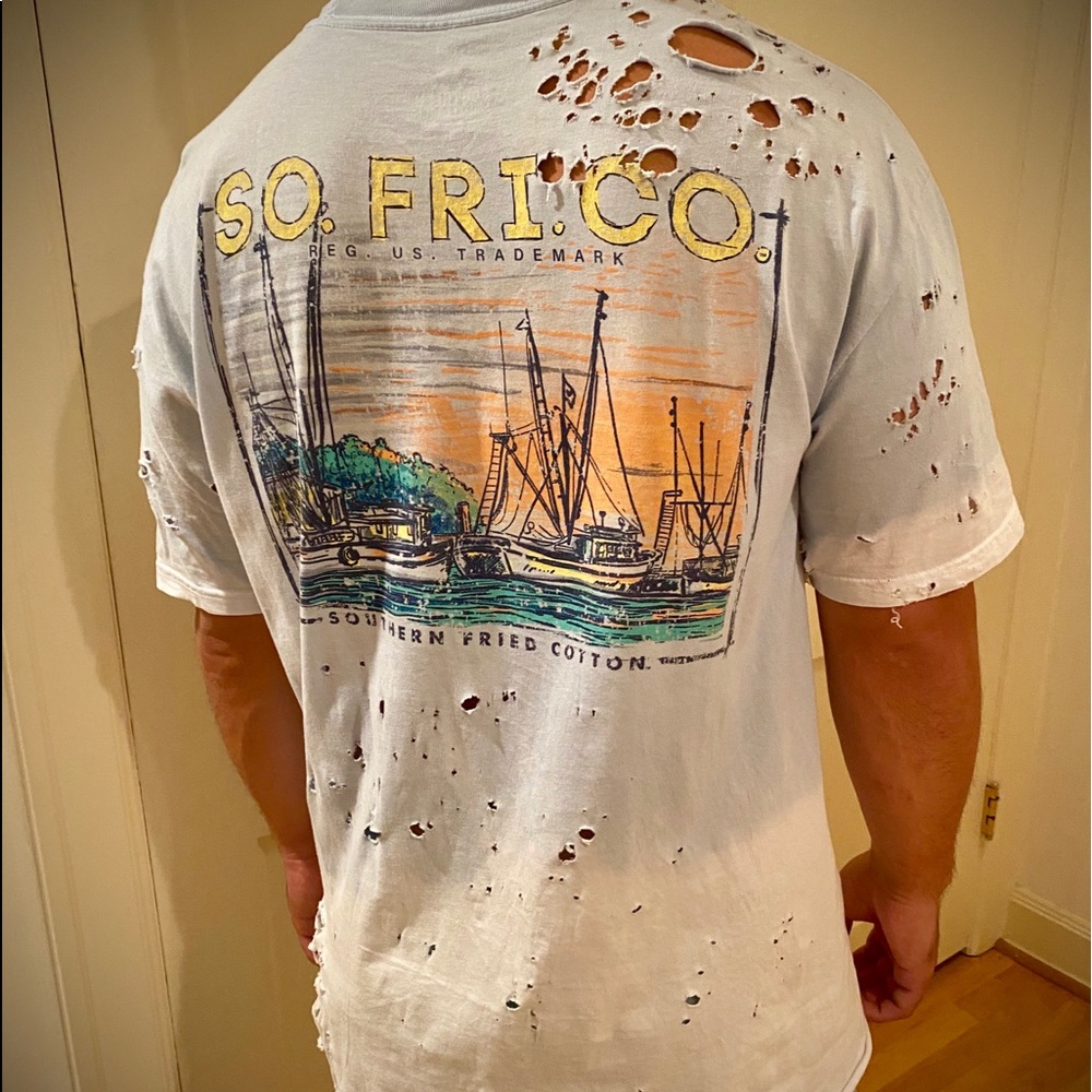 Hand Distressed Southern Fried Cotton Tee
